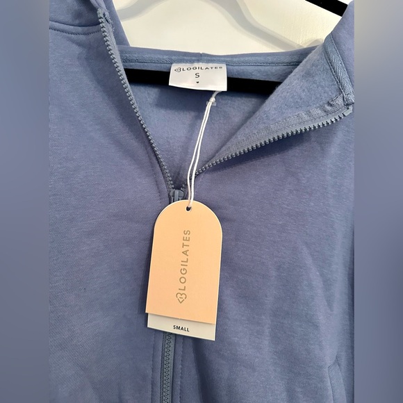 NWT Blogilates Full Zip Hooded Sweatshirt Hoodie Sz S Steel Blue - Picture 10 of 11